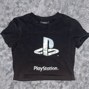 ‘Playstation’ Cropped Graphic T Shirt